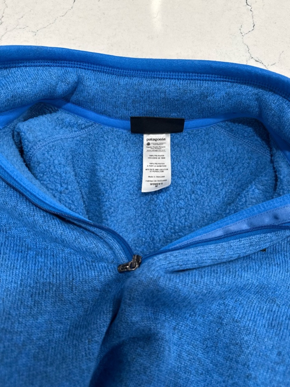 Patagonia 1/4 Zip Blue Fleece Pullover Sweatshirt Women’s Size M Long Sleeve - Picture 8 of 9